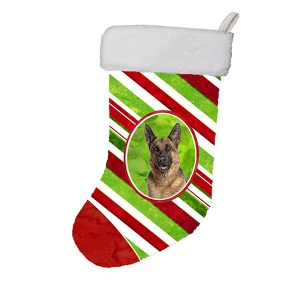 Carolines Treasures Carolines Treasures KJ1173CS Candy Cane Holiday Christmas German Shepherd Christmas Stocking - KJ1173CS