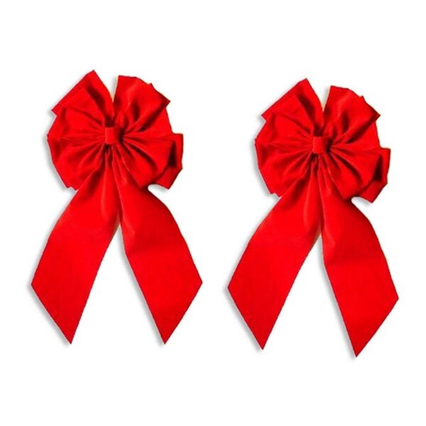 Queens Of Christmas 23 in. Christmas Velvet Bow, Red, 2PK - BOW-23-R-2PK