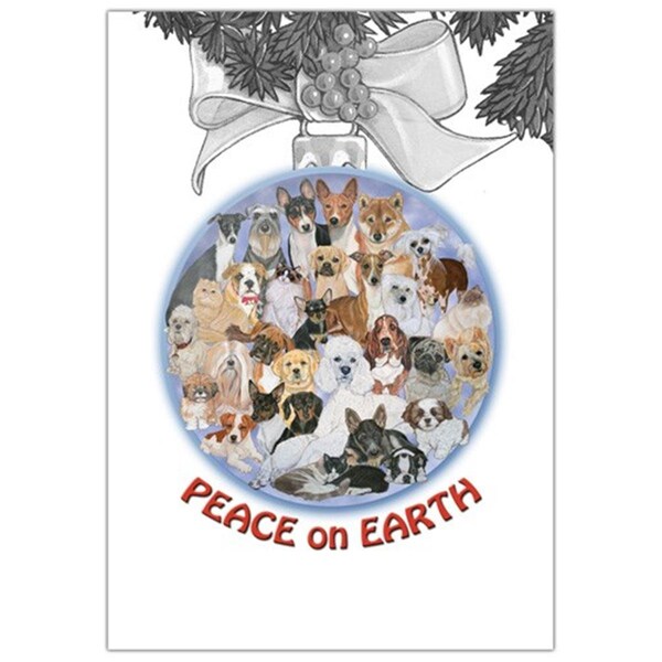 Pipsqueak Productions Peace On Earth Mix Dog with Cat Christmas Boxed Cards -10PK - PI392972