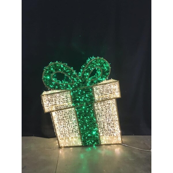 Queens Of Christmas 5 ft. 3D Green Gift Box Neon Flex - WL-MTNF-3DGFT-GR-05