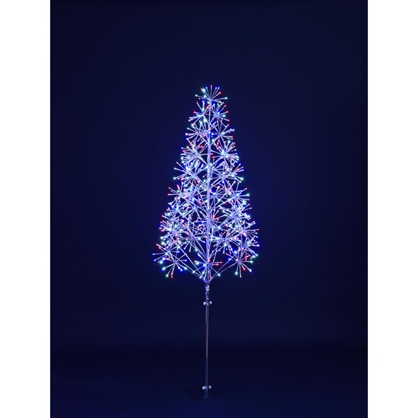 Queens Of Christmas 6 ft. LED Tree with Silver Frame, Red, White & Blue - LED-TR3D06-LRWB