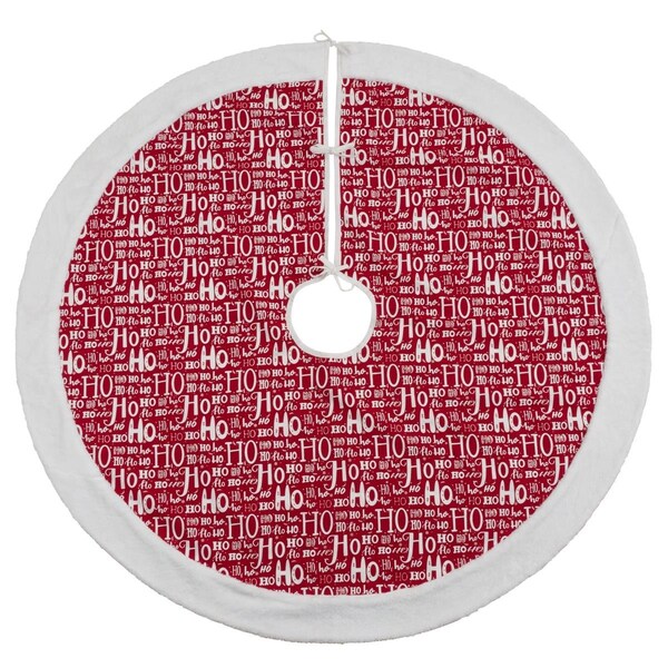 Tistheseason SARO  56 in. Round Red Ho Ho Ho Christmas Tree Skirt - TI2658264