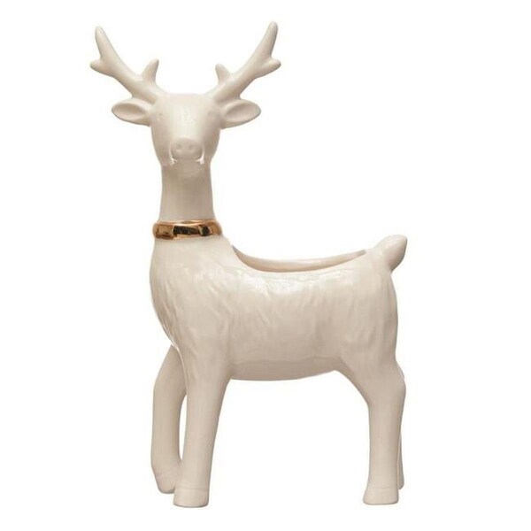 Creative 2 in. Deer Flower Pot Indoor Christmas Decor, White, 2PK - 9080524
