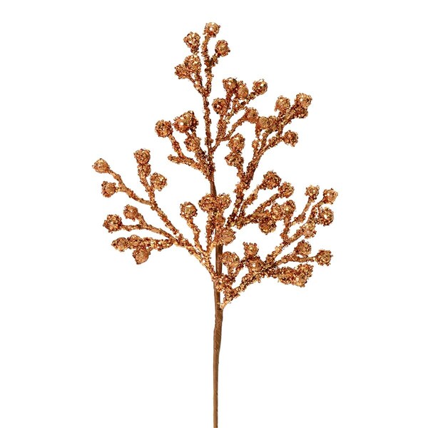 Vickerman 17 in. Rose Gold Glitter Berry Spray, 6 per Bag, 12PK - L180658