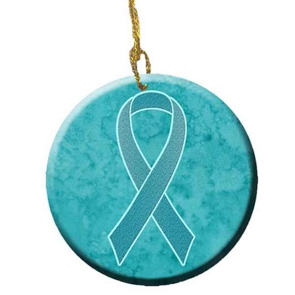 Carolines Treasures Carolines Treasures AN1201CO1 Teal Ribbon for Ovarian Cancer Awareness Ceramic Ornament; 2.81 Dia - AN1201CO1