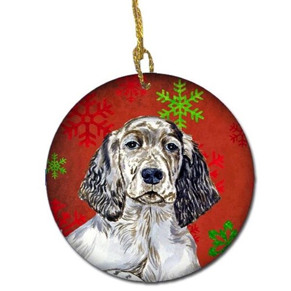 Carolines Treasures Carolines Treasures LH9322-CO1 English Setter Red Snowflake Holiday Christmas Ceramic Ornament - LH9322-CO1