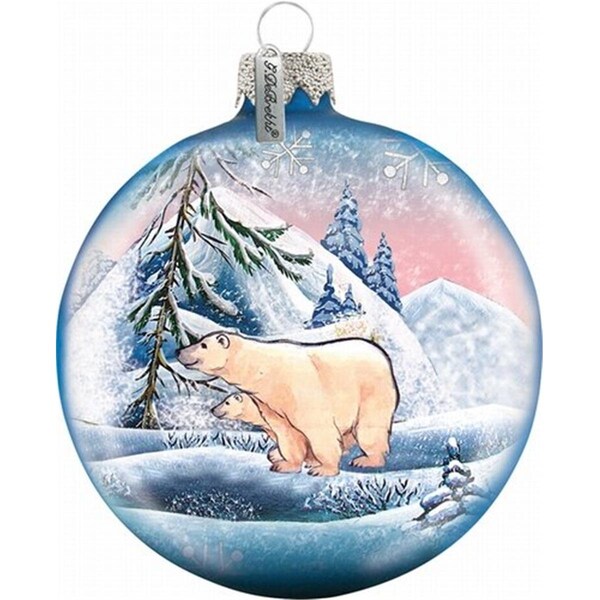 Gloriousgifts Holiday Splendor Glass Polar Ice Ball 35 in Glass Ornament - GL299405