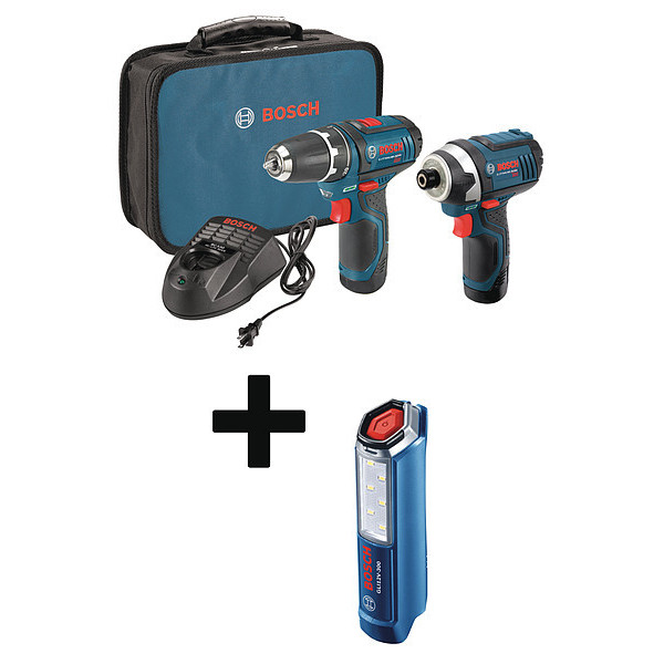 Bosch Cordless Combination Kit, 4.0Ah Battery - CLPK22-120 + GLI12V-300N