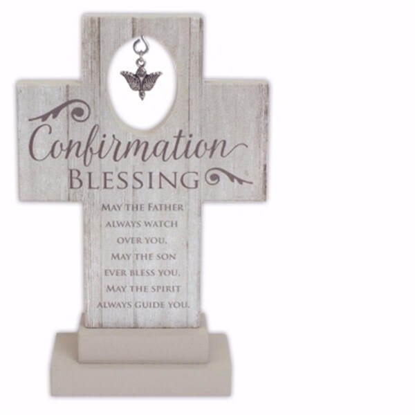 Tistheseason Confirmation Blessing with Metal Dove Charm Standing Cross - 6 in. - TI3288239