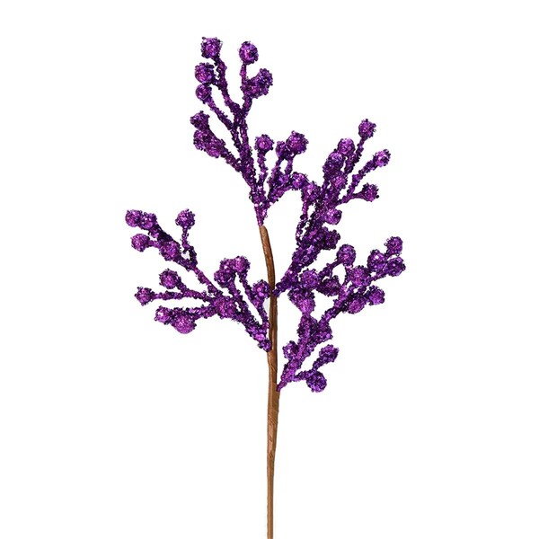 Vickerman 17 in. Purple Glitter Berry Spray, 6 per Bag, 12PK - L180606