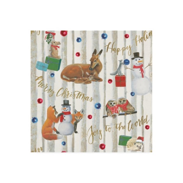 Trademark Fine Art Emily Adams 'Christmas Critters Bright Pattern IVB' Canvas Art, 24x24 - WAP11600-C2424GG
