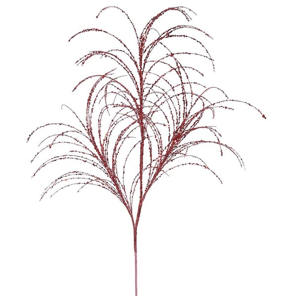 Dare2Decor 34 in. Red Glitter Grass Artificial Christmas Spray, 6PK - DA929692
