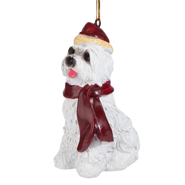 Design Toscano Maltese Holiday Dog Ornament Sculpture - JH576311