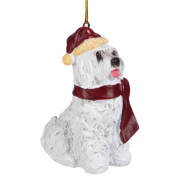 Design Toscano Maltese Holiday Dog Ornament Sculpture - JH576311