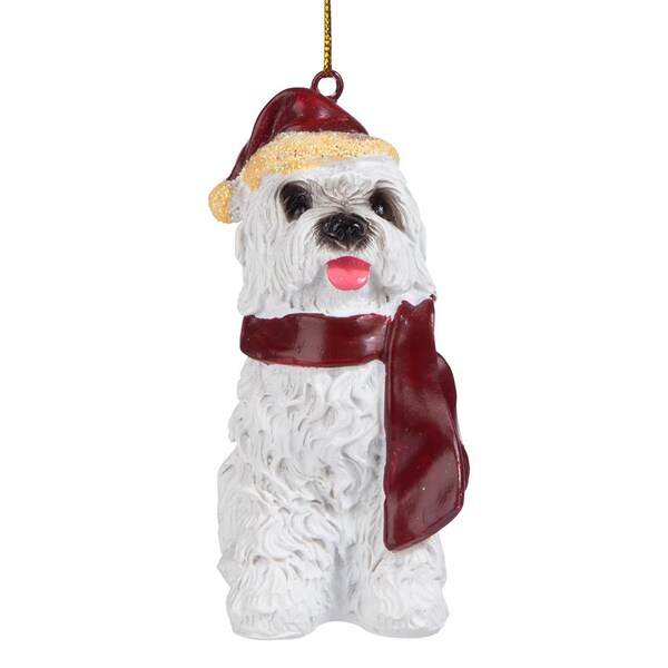 Design Toscano Maltese Holiday Dog Ornament Sculpture - JH576311