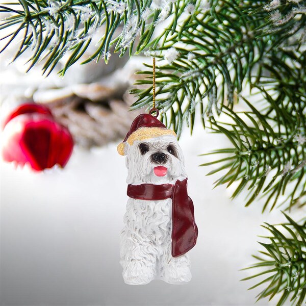Design Toscano Maltese Holiday Dog Ornament Sculpture - JH576311