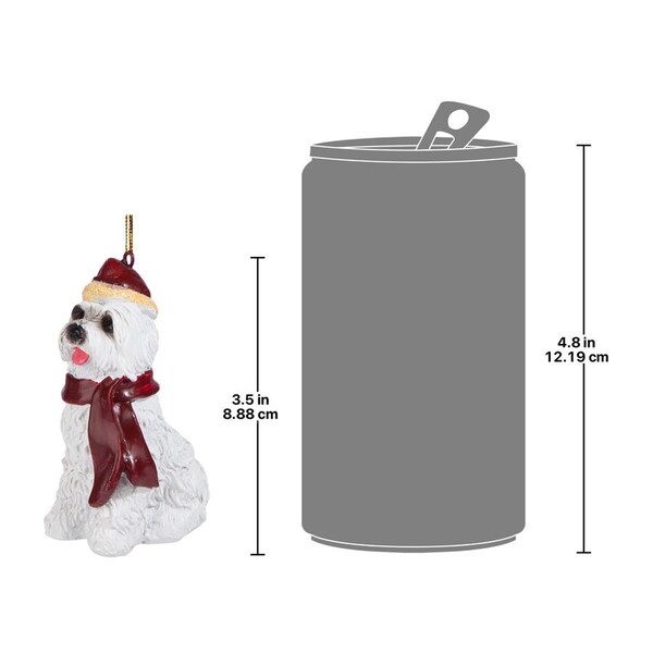 Design Toscano Maltese Holiday Dog Ornament Sculpture - JH576311