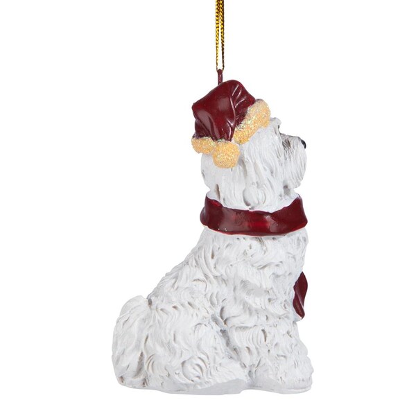 Design Toscano Maltese Holiday Dog Ornament Sculpture - JH576311