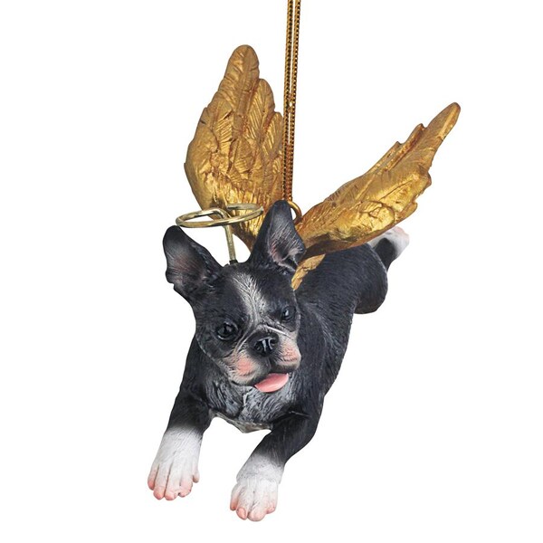 Design Toscano Honor the Pooch: Boston Terrier Holiday Dog Angel Ornament - JH170716