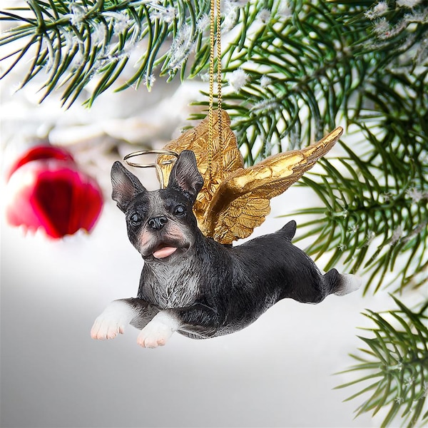 Design Toscano Honor the Pooch: Boston Terrier Holiday Dog Angel Ornament - JH170716