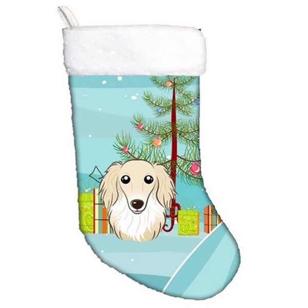 Carolines Treasures Carolines Treasures BB1584CS Christmas Tree & Longhair Creme Dachshund Christmas Stocking - BB1584CS