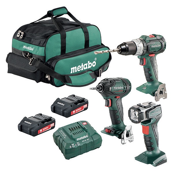 Metabo Cordless Combination Kit, 18.0V, 3 Tools - SB 18 LT BL, SSD 18 LTX 200 BL, ULA 14.4