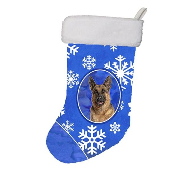 Carolines Treasures Carolines Treasures KJ1180CS Winter Snowflakes Holiday German Shepherd Christmas Stocking - KJ1180CS