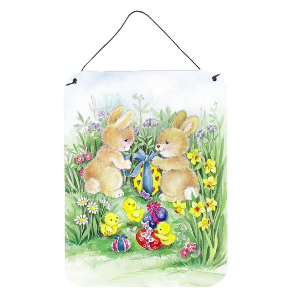 Carolines Treasures Brown Easter Bunnies with Eggs Wall or Door Hanging Prints - APH0685DS1216