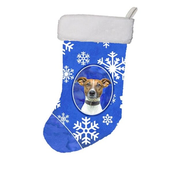 Carolines Treasures Carolines Treasures KJ1176CS Winter Snowflakes Holiday Jack Russell Terrier Christmas Stocking - KJ1176CS