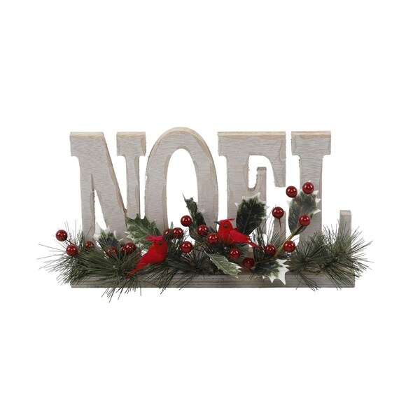 Flora Bunda 12ft  NOEL Sign w Cardinal Berries - CH1952E-WH
