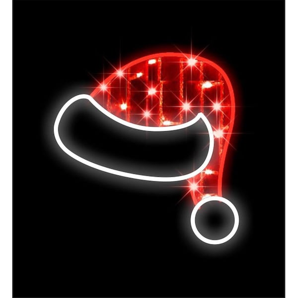 Queens Of Christmas 20 in. Santa Hat with LED Window Display Red & White - WL-MTNF-WD-SNTA-HAT