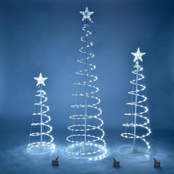 Queens Of Christmas 72 in. LED Spiral Trees, Pure White - LED-3PK-SPTR-PW