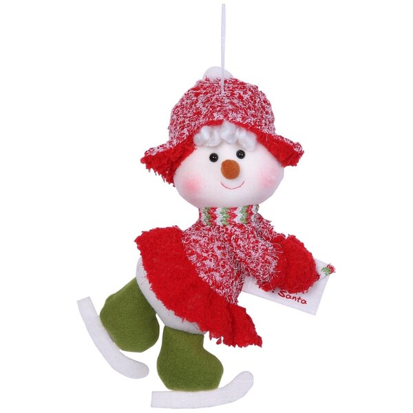 Deco4Sale 11 in. Skiing Snowman Girl Orn with Envelope - 45287