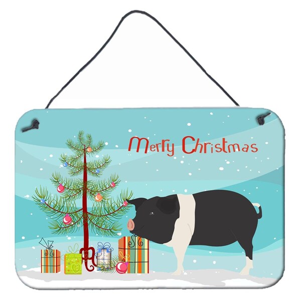 Carolines Treasures Hampshire Pig Christmas Wall or Door Hanging Prints - BB9306DS812
