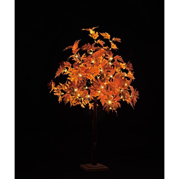 Queens Of Christmas 4 ft. LED Maple Christmas Trees, Warm White & Red - LED-LLMPL-04-RE
