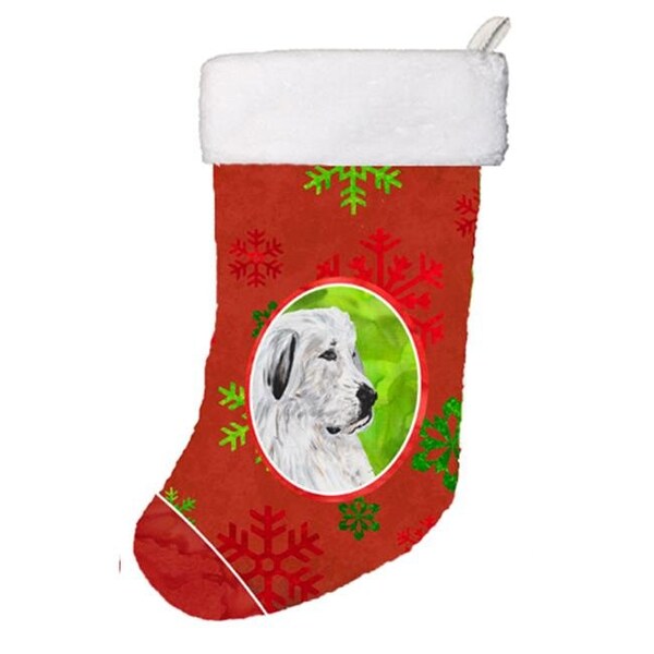 Carolines Treasures Carolines Treasures SC9762-CS Great Pyrenees Red Snowflakes Holiday Christmas Stocking; 11 x 8 In. - SC9762-CS
