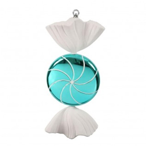 Vickerman 18.5 in. Turquoise White Swirl Candy - M110707