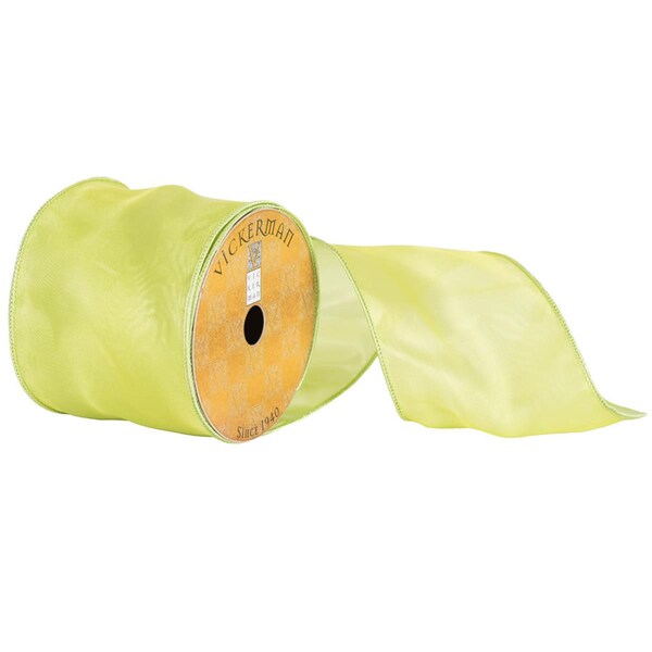 Vickerman 4 in. x 10 Yard Light Green Royal Satin Wired Ribbon - Q172855