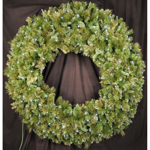 Queens Of Christmas 5 ft. Blended Pine Pre-Lit with LEDs Wreath, Pure White - GWBM-05-LPW
