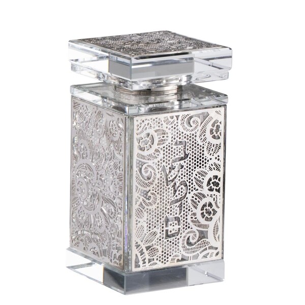 Schonfeld Collection 2 x 2 x 4 in. Crystal Besomim Holder, Floral Silver - 161022