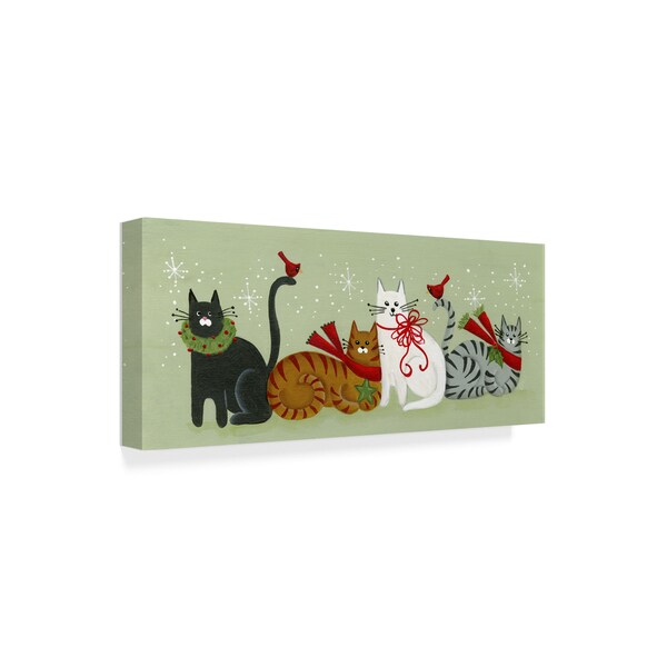 Trademark Fine Art Beverly Johnston 'Four Christmas Cats' Canvas Art, 10x24 - ALI40007-C1024GG