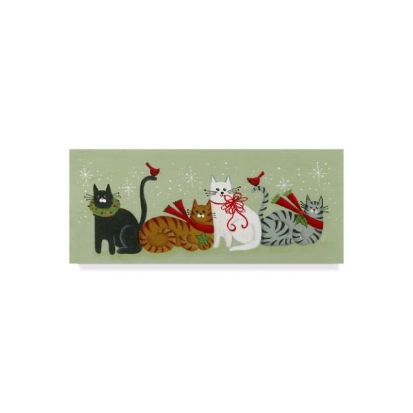 Trademark Fine Art Beverly Johnston 'Four Christmas Cats' Canvas Art, 10x24 - ALI40007-C1024GG
