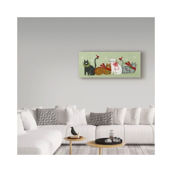 Trademark Fine Art Beverly Johnston 'Four Christmas Cats' Canvas Art, 10x24 - ALI40007-C1024GG