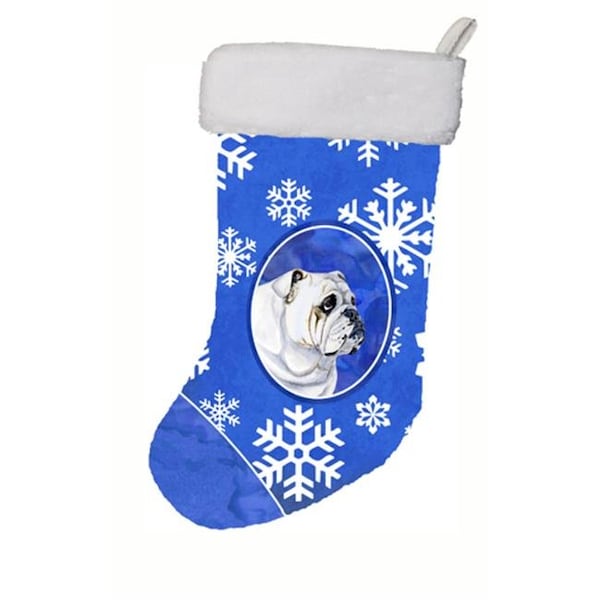 Carolines Treasures Carolines Treasures LH9274-CS 11 x 18 in. Bulldog English Winter Snowflakes Snowflakes Holiday Christmas Stocking - LH9274-CS