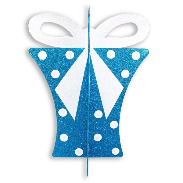 Queens Of Christmas 3D-GIFT-20-AQ-WH 20 in. Christmas Gift Box, Aqua & White - 3D-GIFT-20-AQ/WH