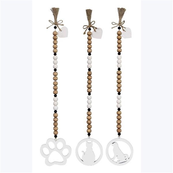 Youngs 25 in. Wood Bead Garland with Ornaments, Assorted Style - Set of 3 - 12018