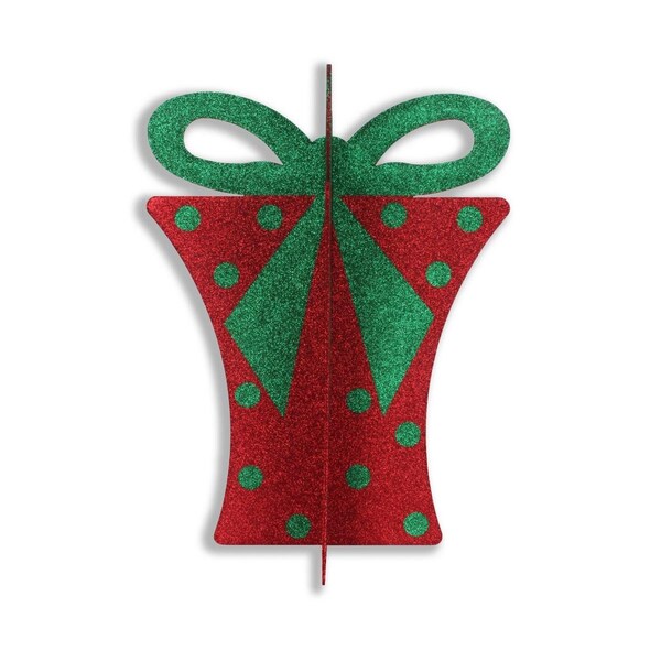 Queens Of Christmas 3D-GIFT-20-RE-GR 20 in. Christmas Gift Box, Red & Green - 3D-GIFT-20-RE/GR