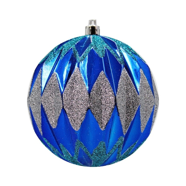 Queens Of Christmas Ball Ornaments Dark Blue Aqua & Silver, 12PK - ORNPK-DIMB-AQS-12