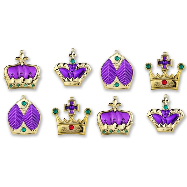 Queens Of Christmas Crown Ornament, Purple, 8PK - ORN-8PK-CRN-PU