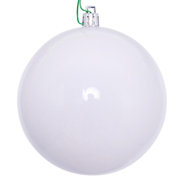 Vickerman 4 x 18 in. Shiny Ball Stick Ornament, White - 6 per Bag - N223111SV